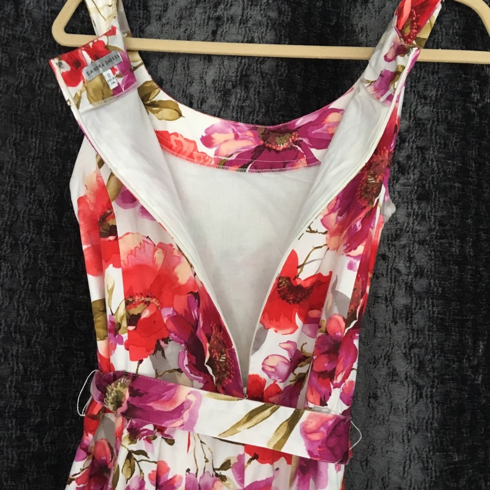 Sandra Darren dress flora print fit & flare Size12 - Picture 5 of 8